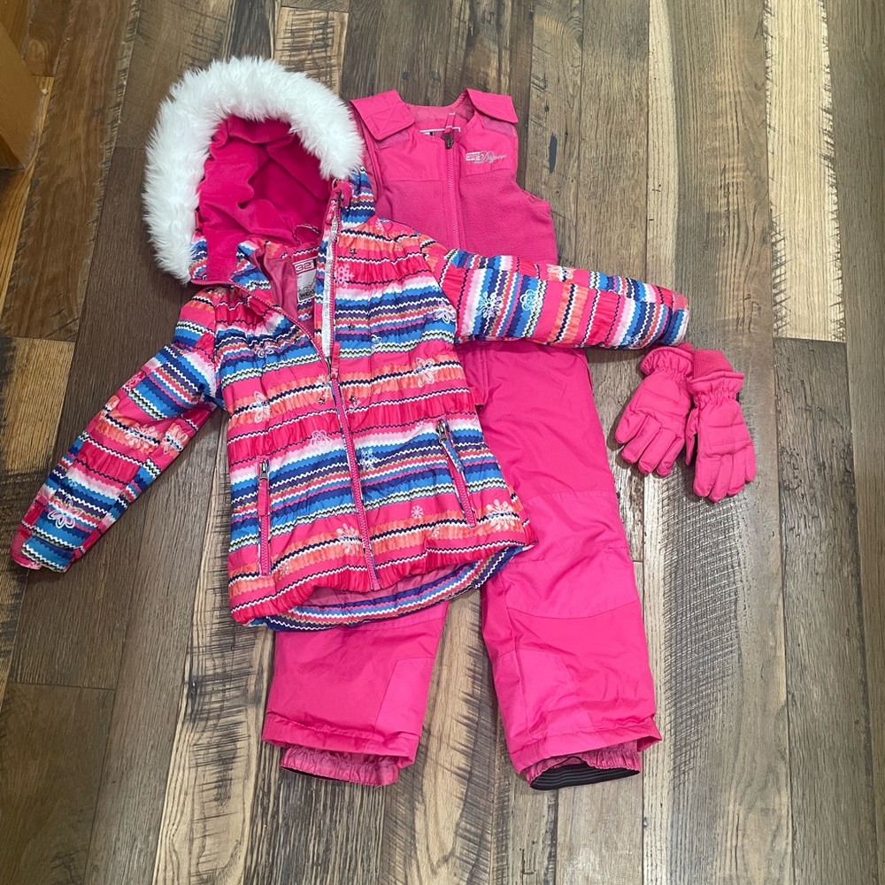 Weatherproof 4pc winter coat gloves & Bibs girl 5
